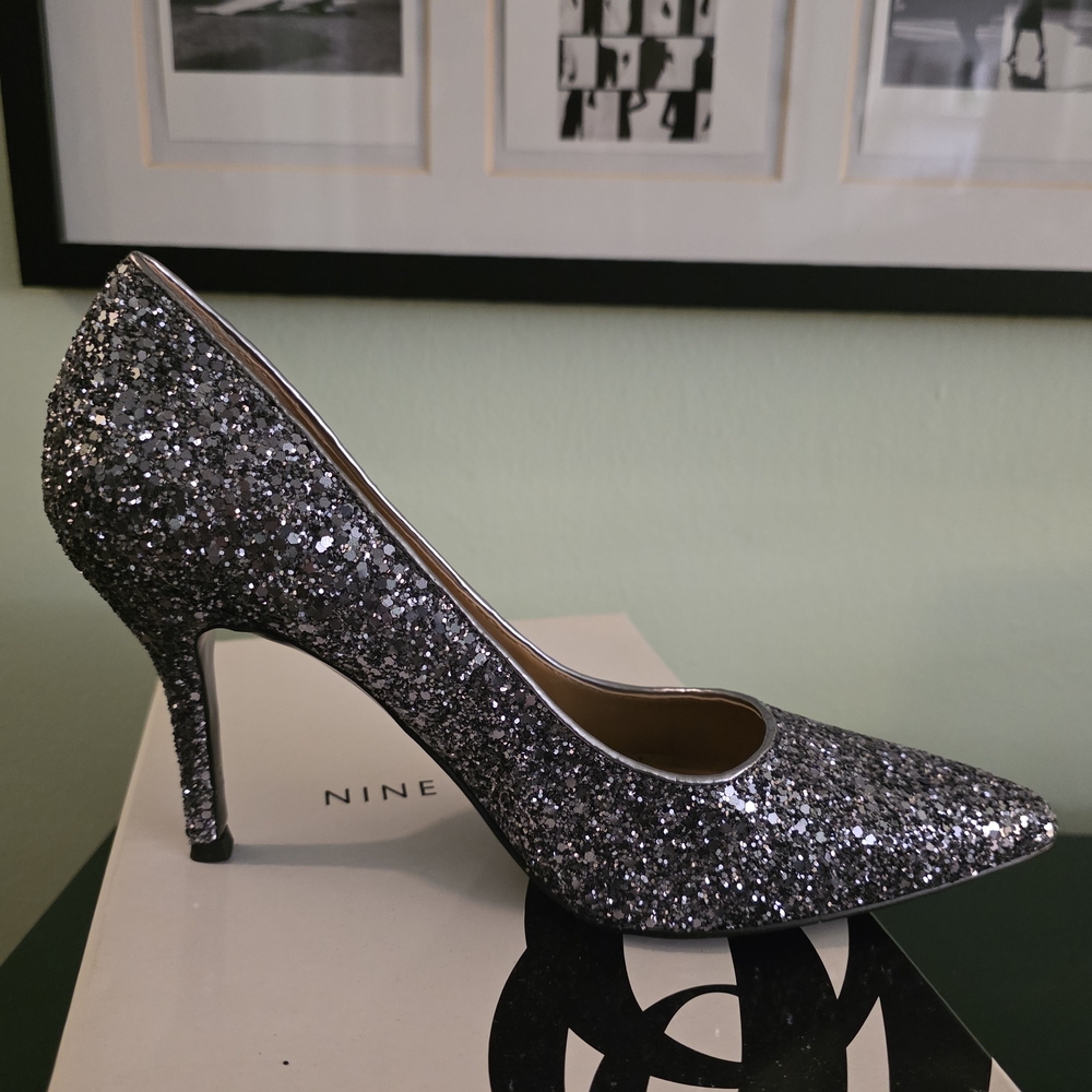 Nine West Women's Glitter Heels - Silver